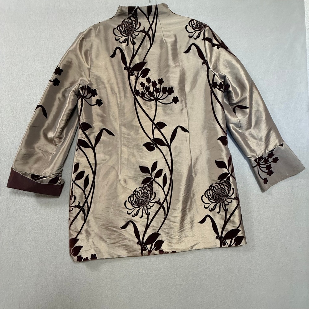 Elegant Asian Velvet Satin Floral Reversible Kimono Coat Size‎ 14 - Picture 16 of 16